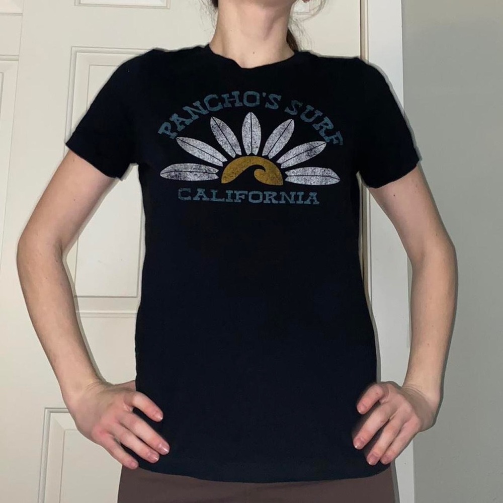 Black Fitted Short Sleeve Tee with Graphic Design